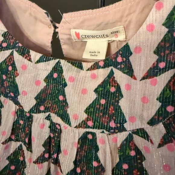 J. Crew CREWCUTS Pink Sparkle Christmas Tree Print Dress • 3 - Picture 3 of 5